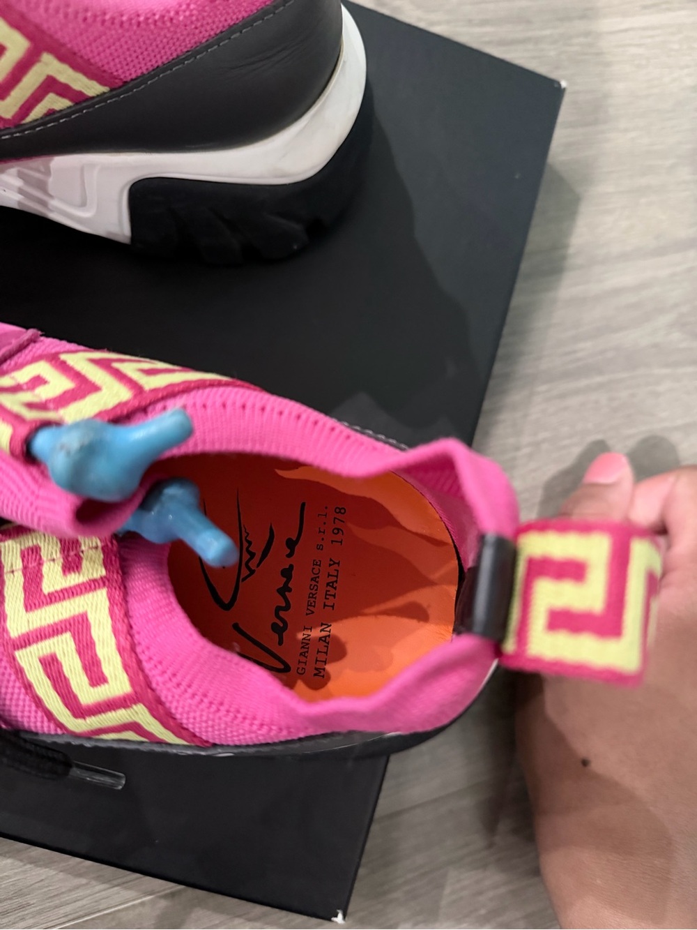 Versace Pink & Neon Green Women's Chunky Sneaker - Picture 5 of 6